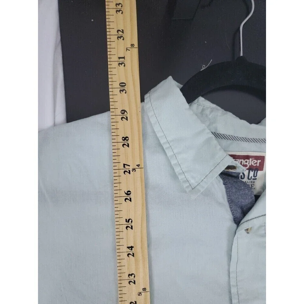 Wrangler Light Green Men's Long Sleeve Shirt Cotton Men XL Cotton - Picture 10 of 10